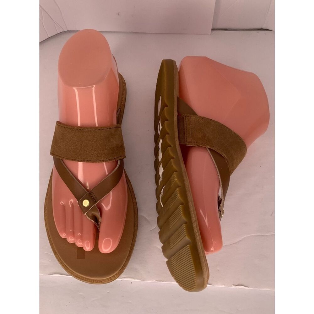Sorel Ella II Flip Brown Leather/Suede Brown Slip On Thong Women’s Sandals Sz 6